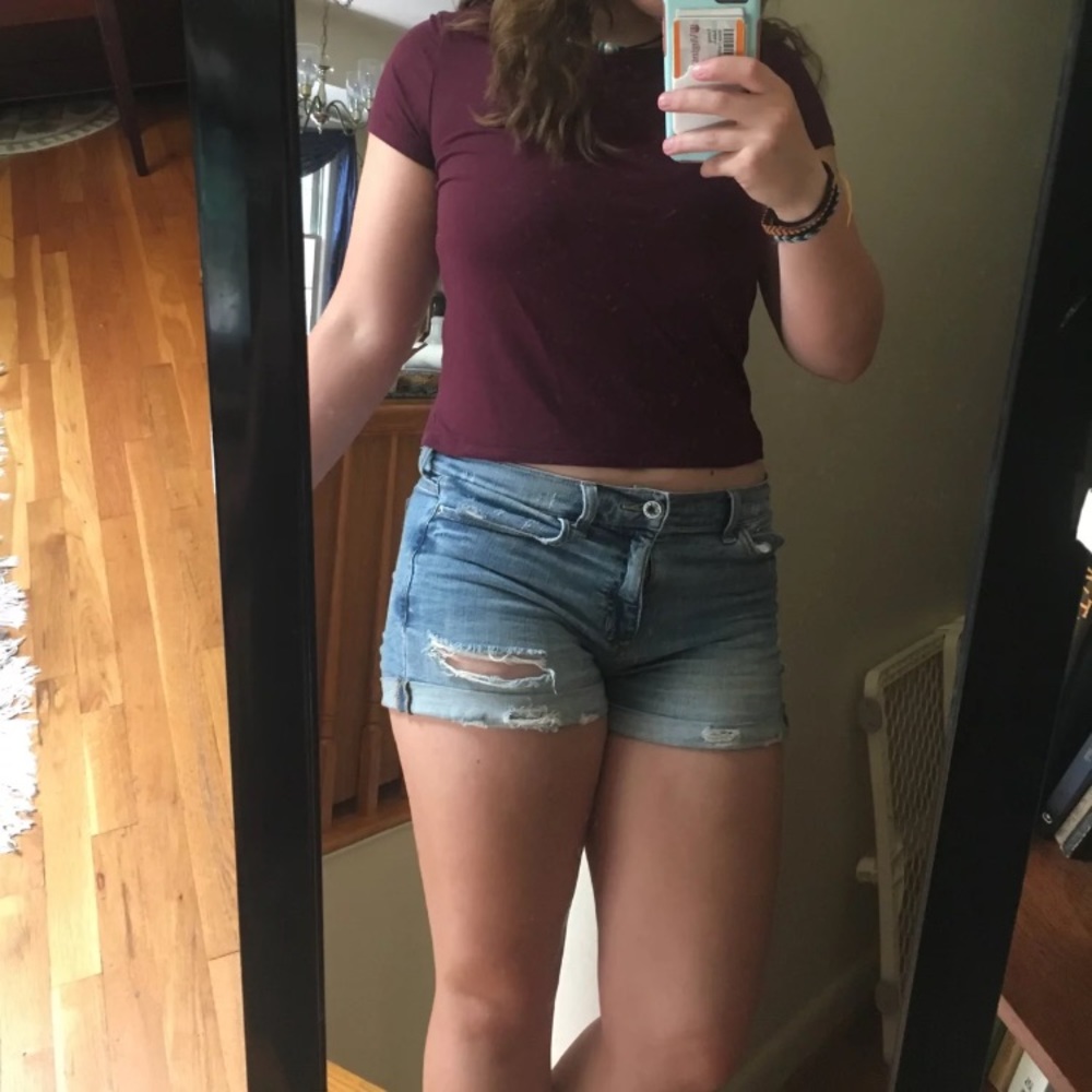 American Eagle Maroon Soft and Sexy T